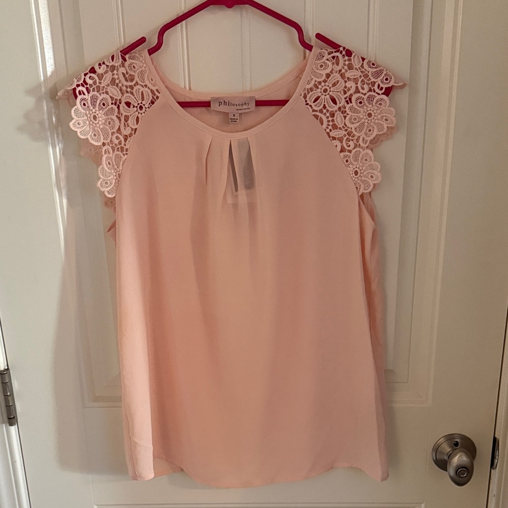 Philosophy Soft Pink Lace Accent Blouse